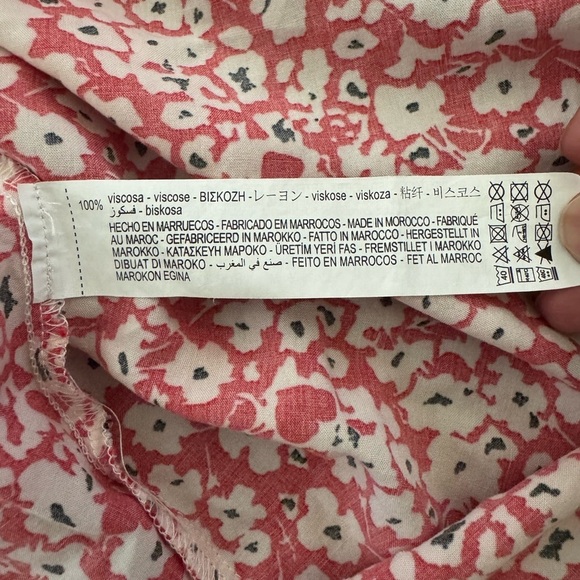 Zara Ditsy Floral V Neck Flowy Short Sleeve Tiered Midi Knee Length Dress,Size M - Picture 11 of 12